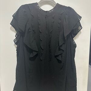 NWOT Torrid Black Ruffle Blouse